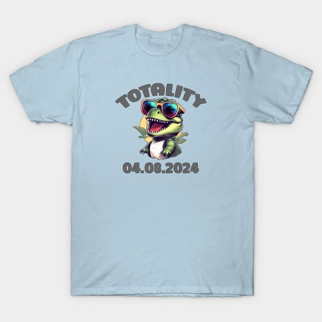 Totality Dinosaur Solar Eclipse 2024 Design T-Shirt by Edgi